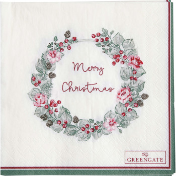 Greengate Papierservietten Merry Christmas White 20 Stück