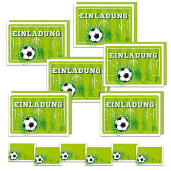 Einladungkarten Fussball - 6er Set