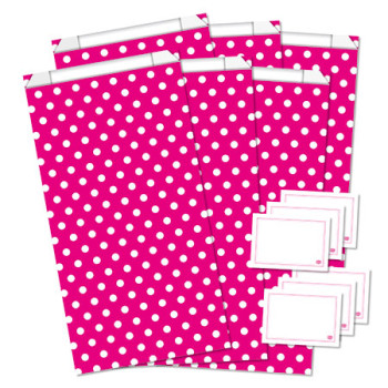 Papiertüten pink weiß - 6er Set inkl. Aufkleber