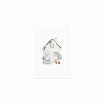 Postkarte Aquarell Haus - Eulenschnitt