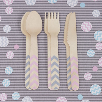 Holzbesteck Chevron Mix - 18-teiliges Set