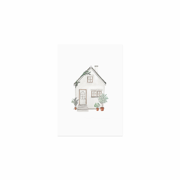 Postkarte Aquarell Haus - Eulenschnitt