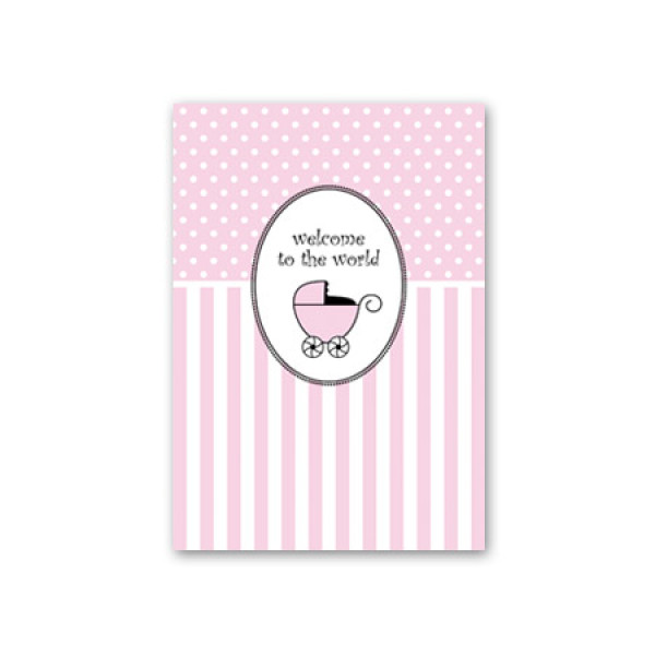 Postkarte Wiklkommen Baby rosa