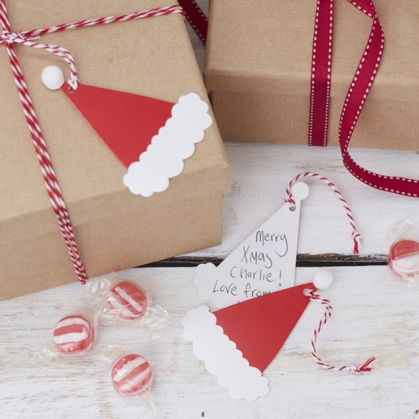 Geschenkanhänger Nikolausmütze 9 Stück - Ginger Ray