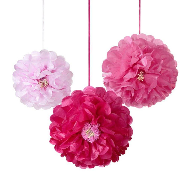 Pom Poms Flower Pink XL 3 Stück - Talking Tables